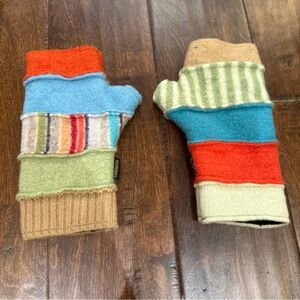 Baabaazuzu One of A Kind Fingerless Gloves Wool Upcycled Winter Eclectic Indie